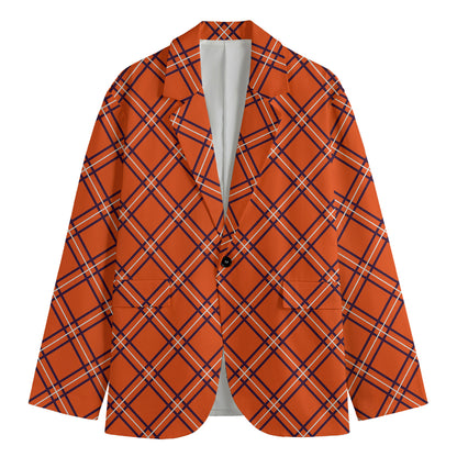 Halloween Plaid Pattern Print Men's Cotton Blazer