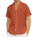 Halloween Plaid Pattern Print Men's Deep V-Neck Shirt