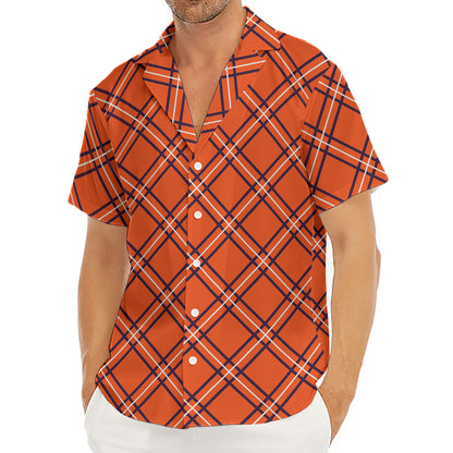 Halloween Plaid Pattern Print Men's Deep V-Neck Shirt