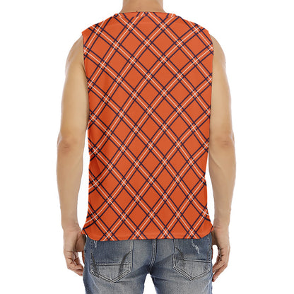Halloween Plaid Pattern Print Men's Fitness Tank Top