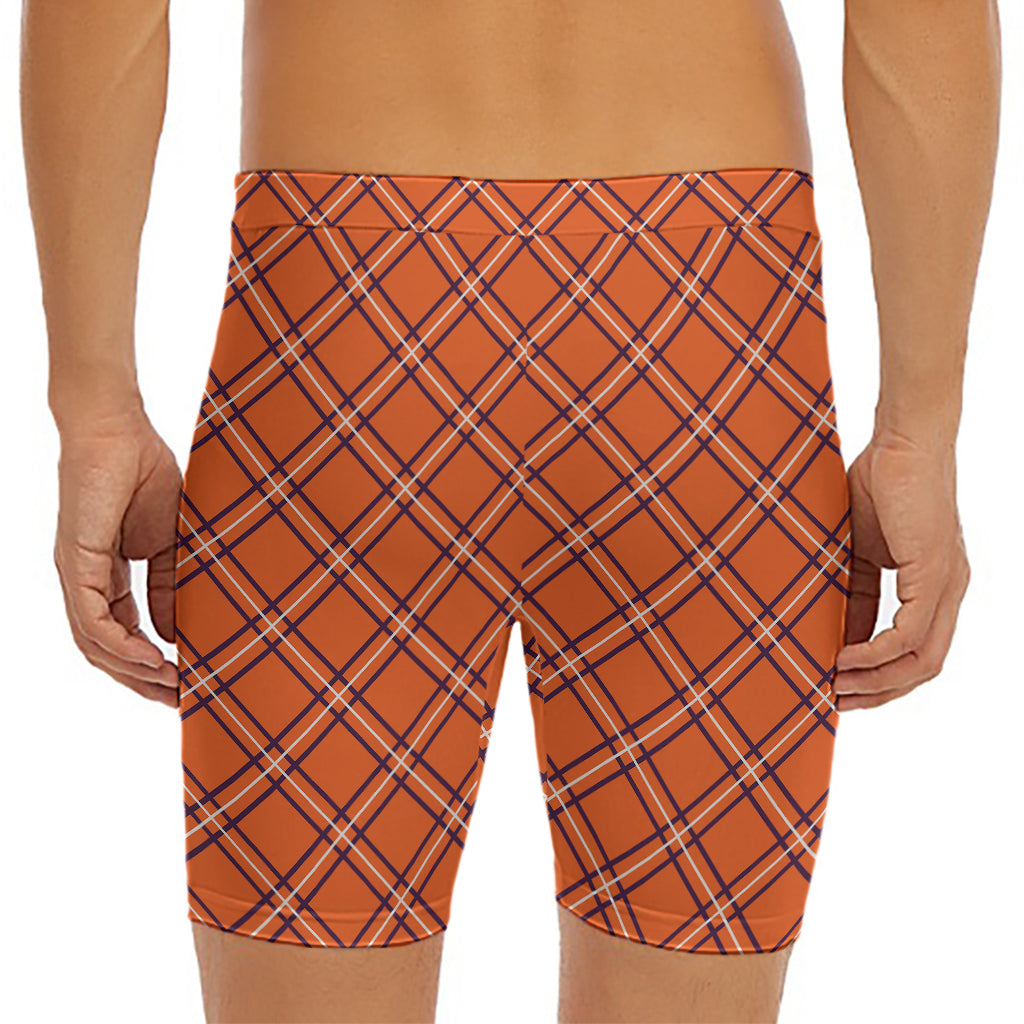 Halloween Plaid Pattern Print Men's Long Boxer Briefs