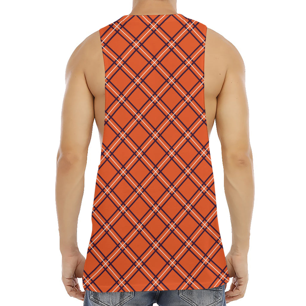 Halloween Plaid Pattern Print Men's Muscle Tank Top