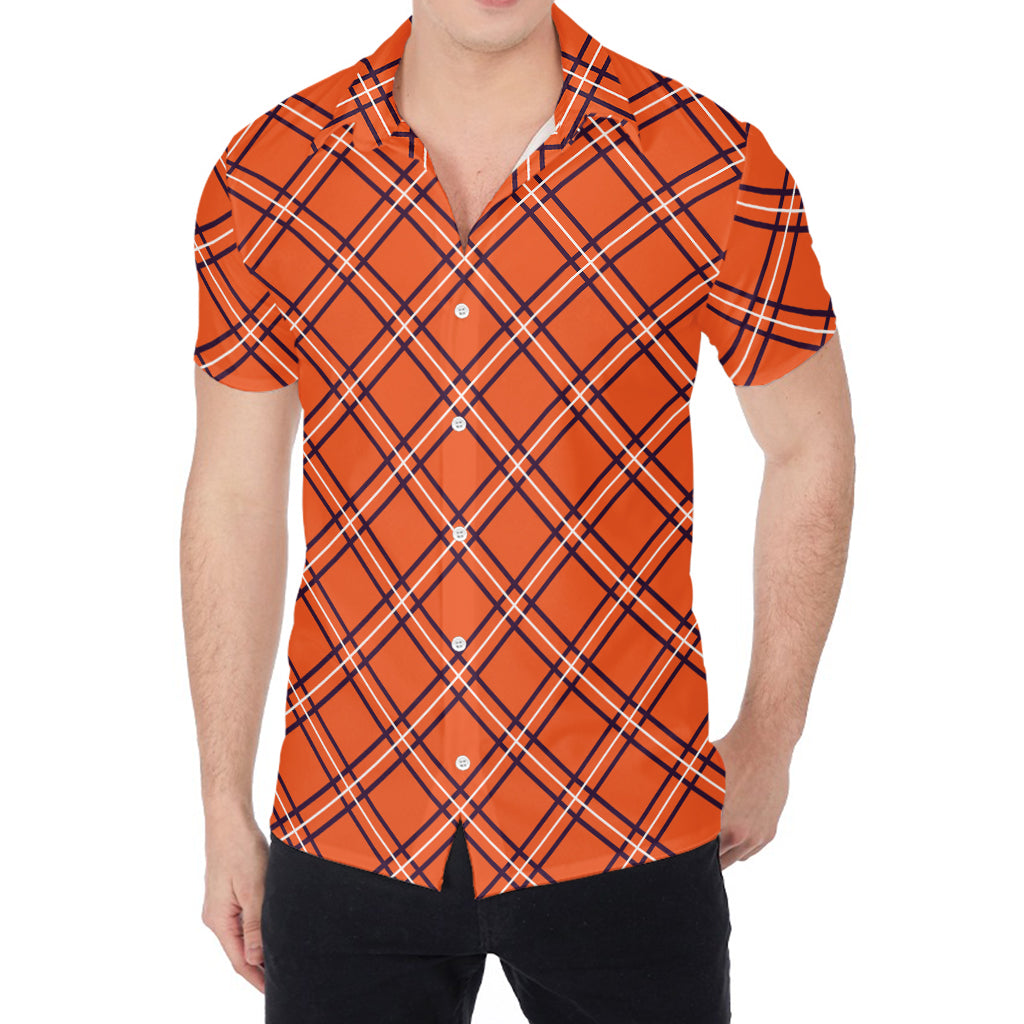 Halloween Plaid Pattern Print Men's Shirt