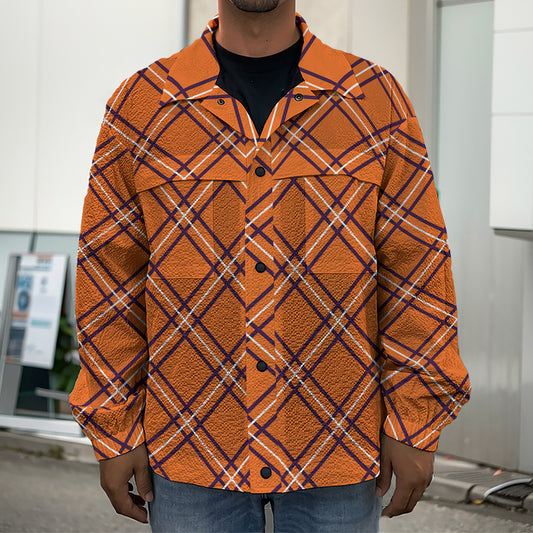 Halloween Plaid Pattern Print Men's Shirt Jacket
