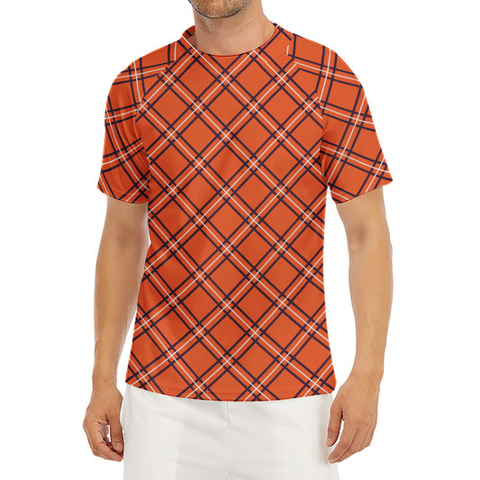 Halloween Plaid Pattern Print Men's Short Sleeve Rash Guard