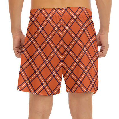Halloween Plaid Pattern Print Men's Split Running Shorts