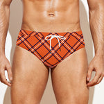 Halloween Plaid Pattern Print Men's Swim Briefs