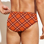Halloween Plaid Pattern Print Men's Swim Briefs
