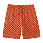 Halloween Plaid Pattern Print Men's Swim Trunks