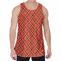 Halloween Plaid Pattern Print Men's Velvet Tank Top