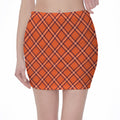 Halloween Plaid Pattern Print Pencil Mini Skirt