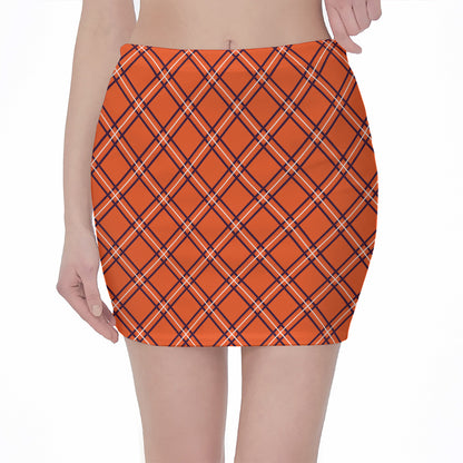 Halloween Plaid Pattern Print Pencil Mini Skirt