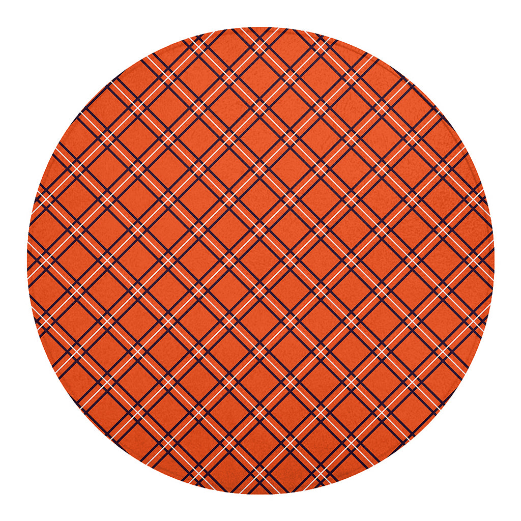 Halloween Plaid Pattern Print Round Blanket