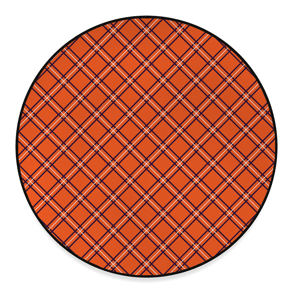Halloween Plaid Pattern Print Round Floor Mat