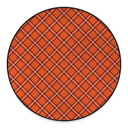 Halloween Plaid Pattern Print Round Floor Mat