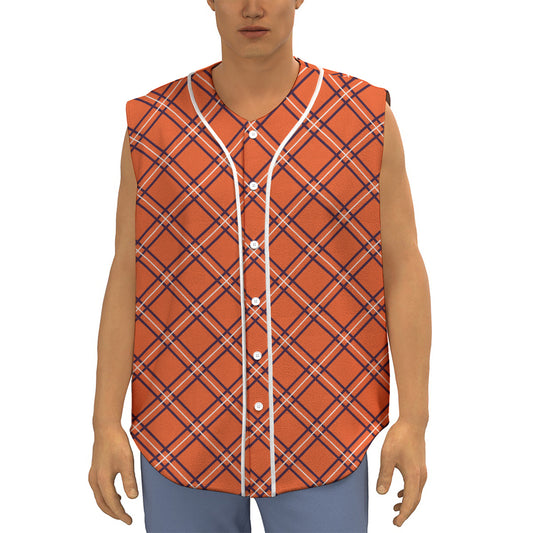 Halloween Plaid Pattern Print Sleeveless Baseball Jersey