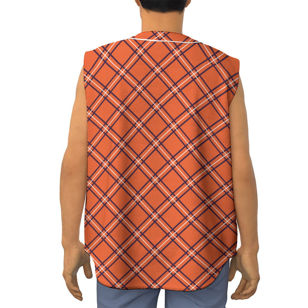 Halloween Plaid Pattern Print Sleeveless Baseball Jersey