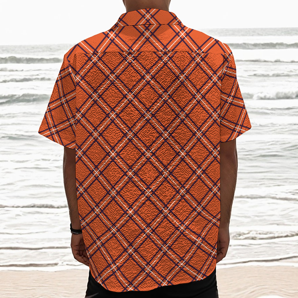 Halloween Plaid Pattern Print Textured Short Sleeve Shirt