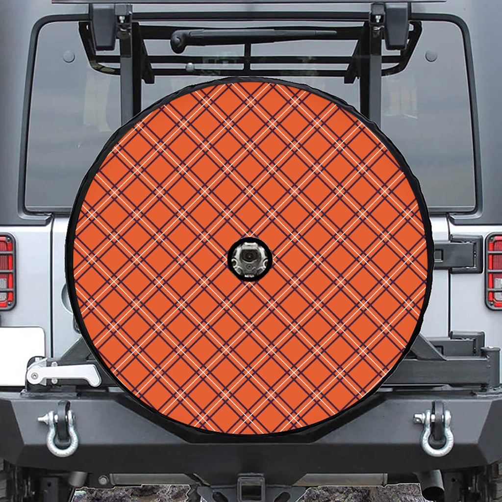Halloween Plaid Pattern Print Tire Cover With Camera Hole