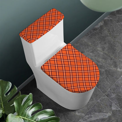 Halloween Plaid Pattern Print Toilet Lid And Tank Cover Set