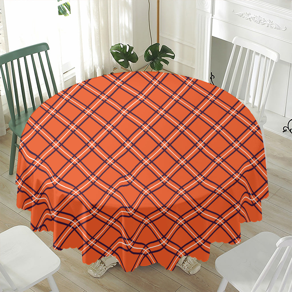 Halloween Plaid Pattern Print Waterproof Round Tablecloth