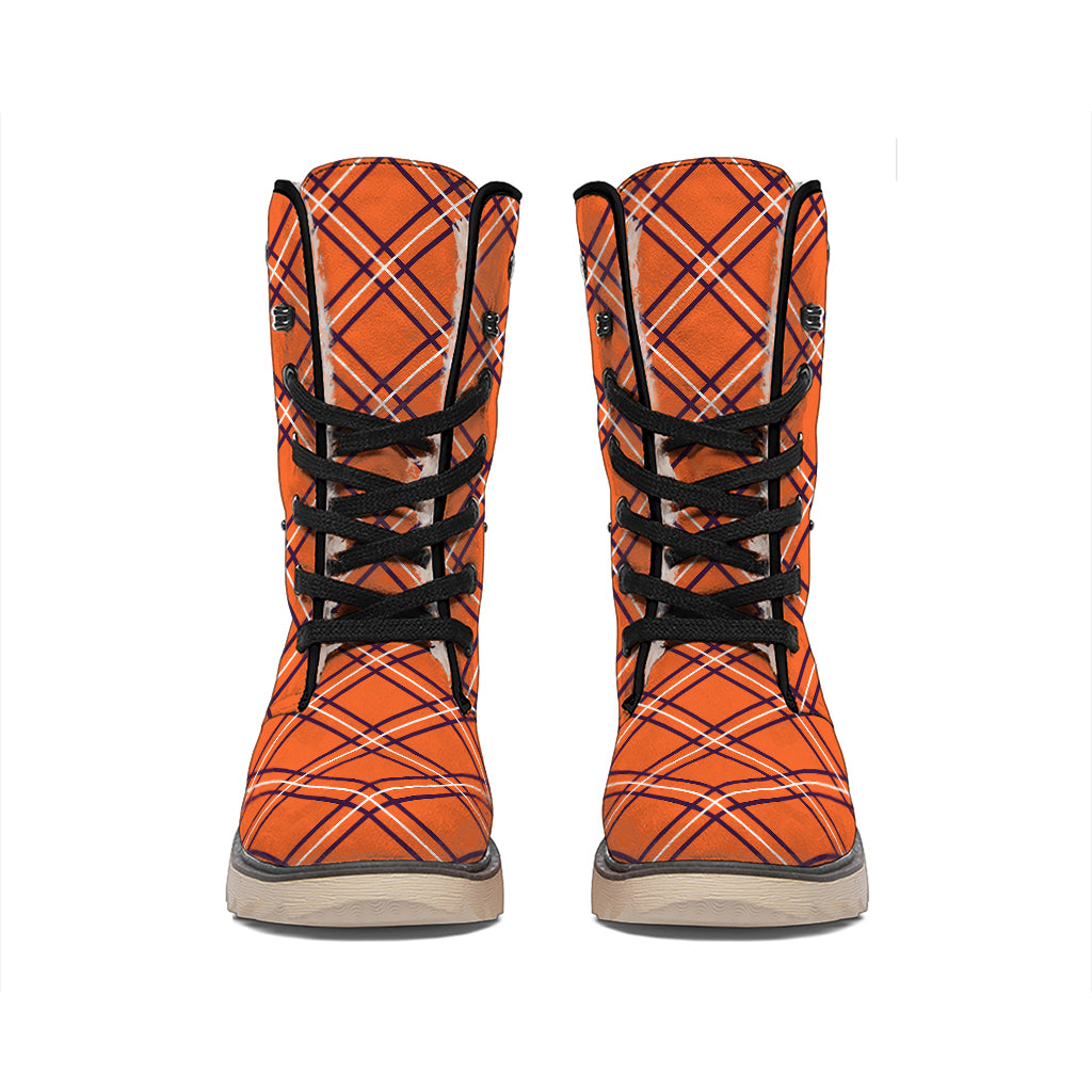 Halloween Plaid Pattern Print Winter Boots