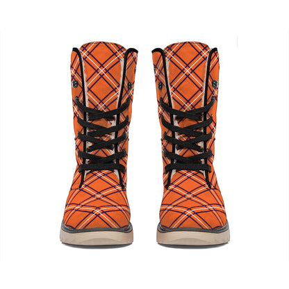 Halloween Plaid Pattern Print Winter Boots