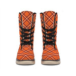 Halloween Plaid Pattern Print Winter Boots