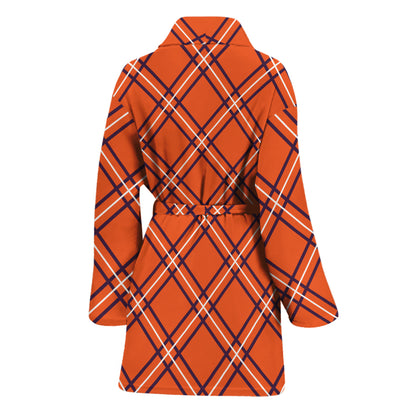 Halloween Plaid Pattern Print Women's Bathrobe
