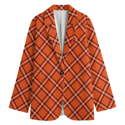 Halloween Plaid Pattern Print Women's Blazer