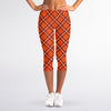 Halloween Plaid Pattern Print Women's Capri Leggings