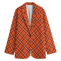 Halloween Plaid Pattern Print Women's Cotton Blazer