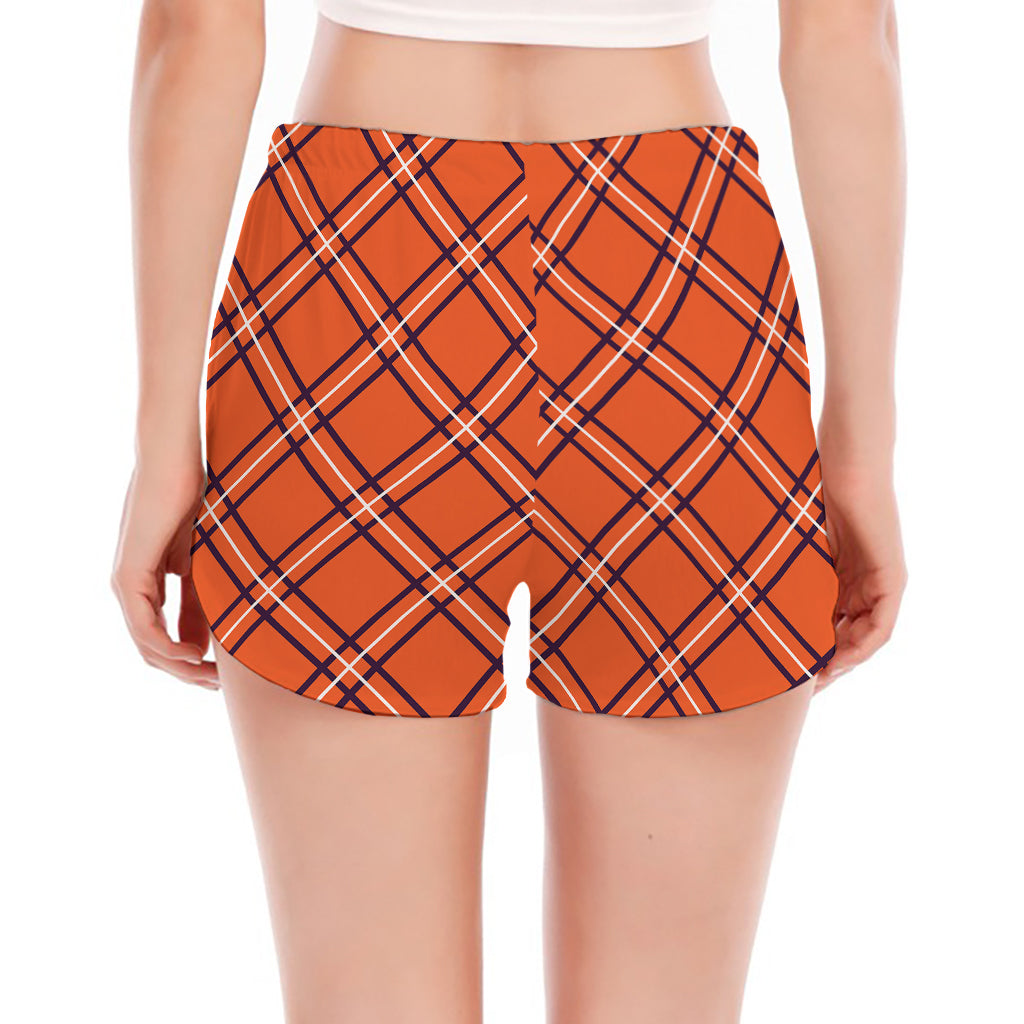 Halloween Plaid Pattern Print Women's Split Running Shorts