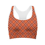 Halloween Plaid Pattern Print Women's Sports Bra