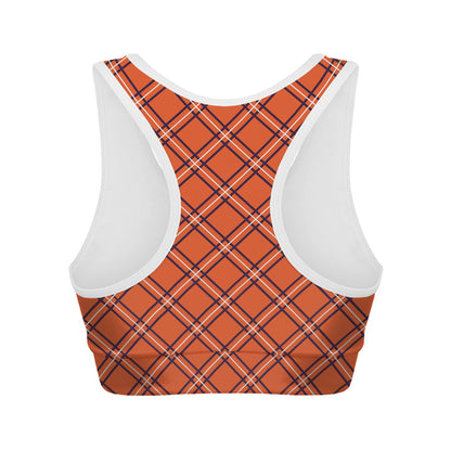Halloween Plaid Pattern Print Women's Sports Bra