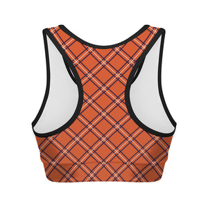 Halloween Plaid Pattern Print Women's Sports Bra