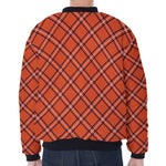 Halloween Plaid Pattern Print Zip Sleeve Bomber Jacket