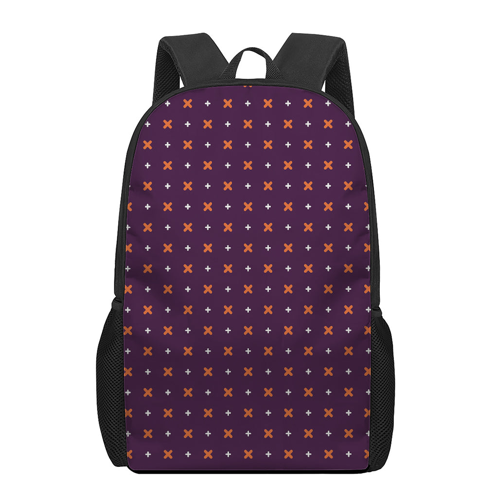 Halloween Plus And Cross Pattern Print 17 Inch Backpack