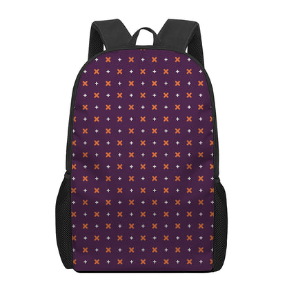 Halloween Plus And Cross Pattern Print 17 Inch Backpack
