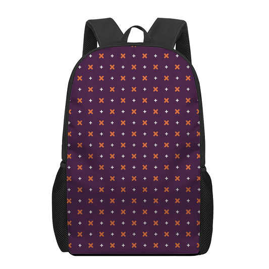 Halloween Plus And Cross Pattern Print 17 Inch Backpack