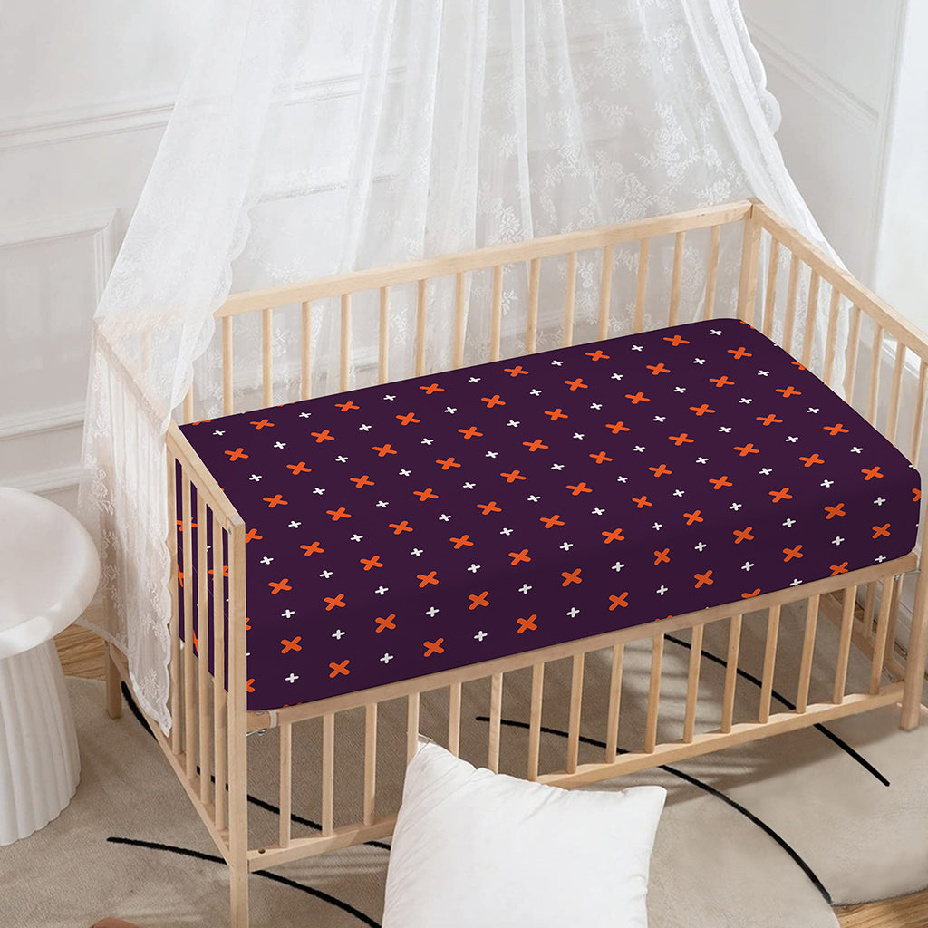 Halloween Plus And Cross Pattern Print Baby Crib Sheet