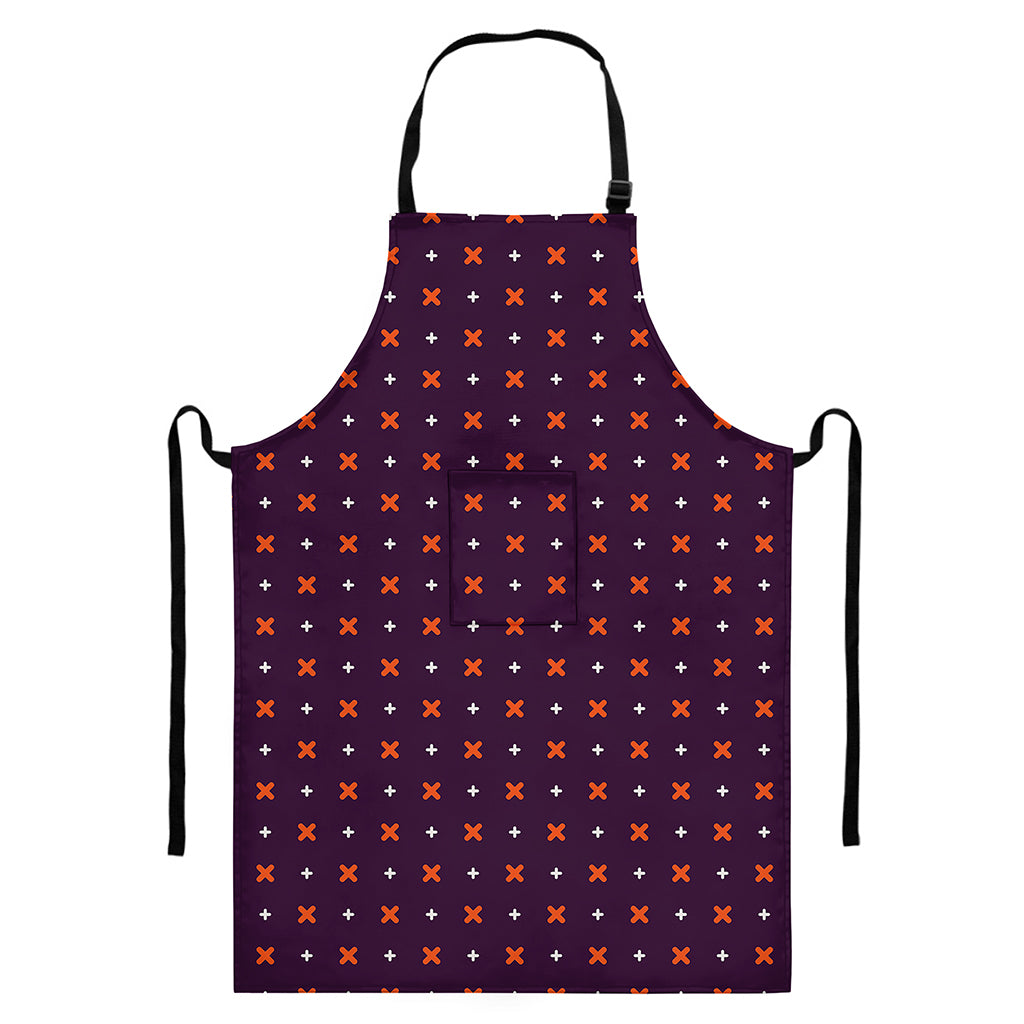 Halloween Plus And Cross Pattern Print Bib Apron With Pocket