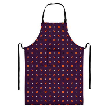 Halloween Plus And Cross Pattern Print Bib Apron With Pocket