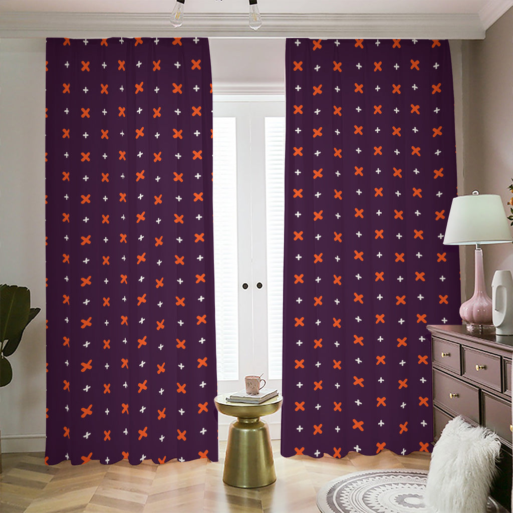 Halloween Plus And Cross Pattern Print Blackout Pencil Pleat Curtains