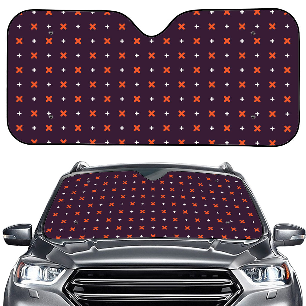 Halloween Plus And Cross Pattern Print Car Windshield Sun Shade