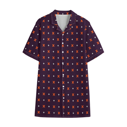 Halloween Plus And Cross Pattern Print Cotton Hawaiian Shirt