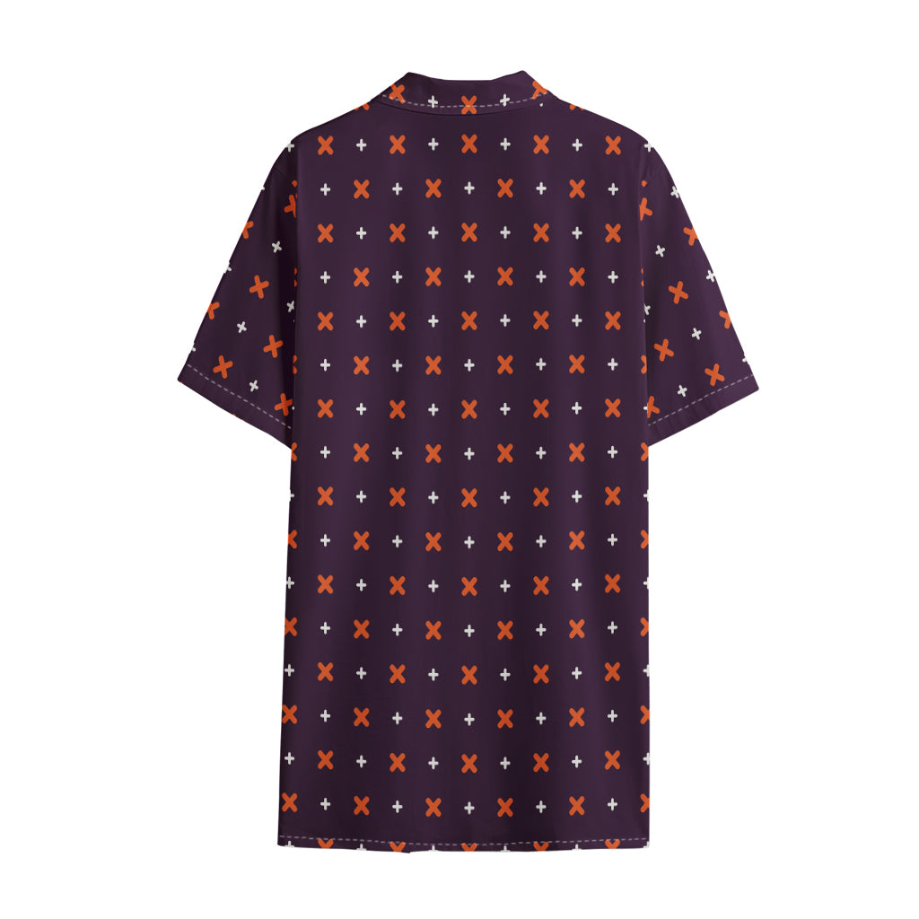 Halloween Plus And Cross Pattern Print Cotton Hawaiian Shirt