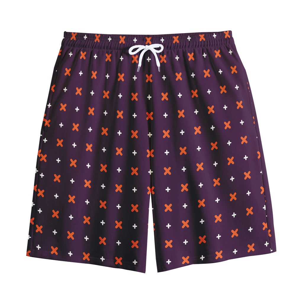Halloween Plus And Cross Pattern Print Cotton Shorts