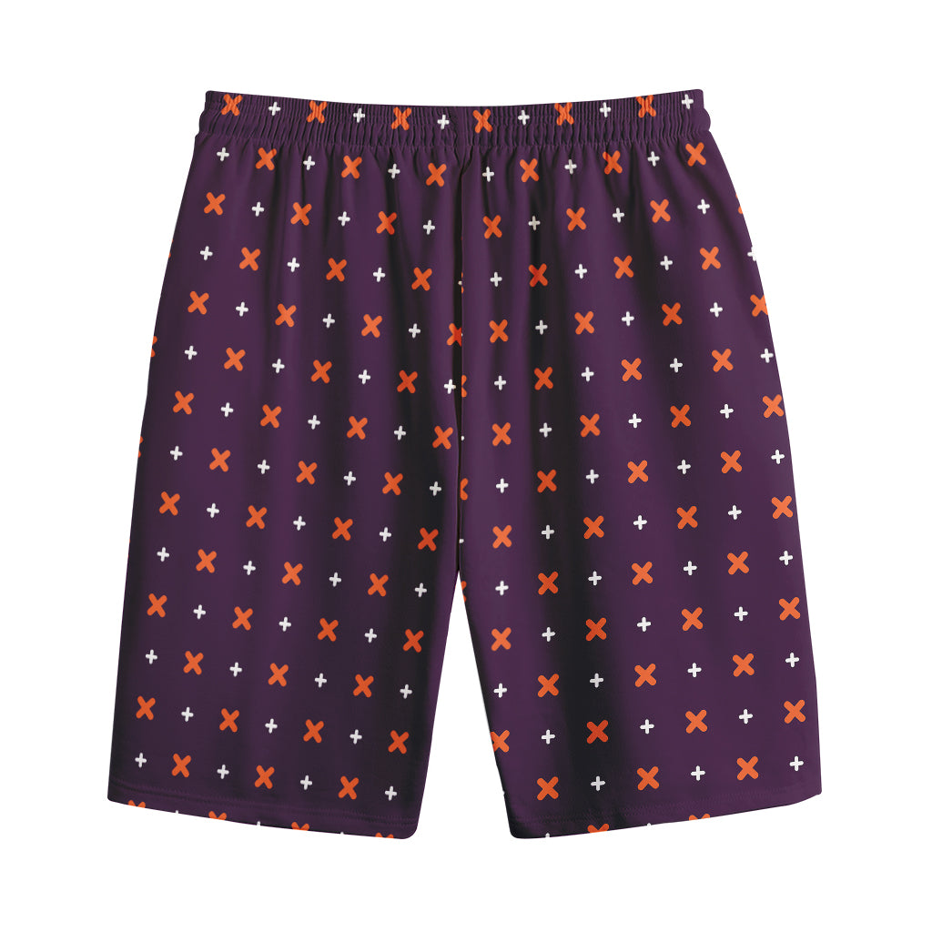 Halloween Plus And Cross Pattern Print Cotton Shorts