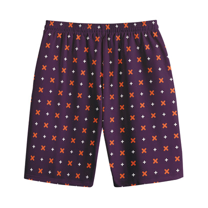 Halloween Plus And Cross Pattern Print Cotton Shorts